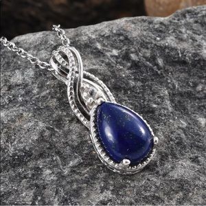 Lapis & white topaz sterling silver necklace